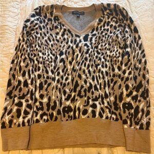 Banana Republic Brown Leopard V-Neck Sweater